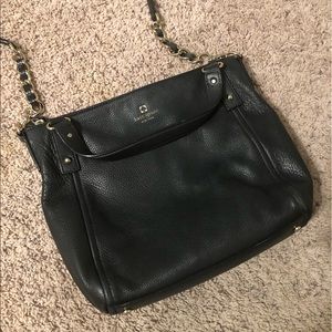 Black leather Kate Spade crossbody satchel
